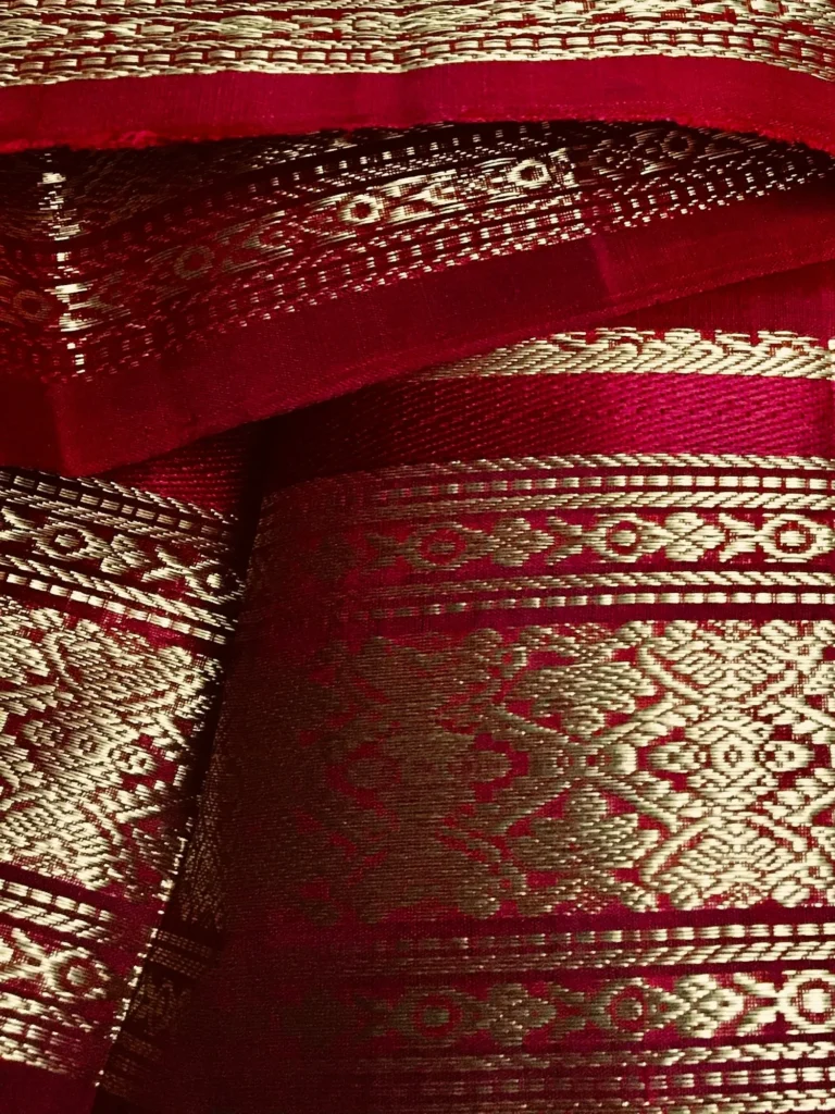 Red Silk Saree with Gold Zari Border